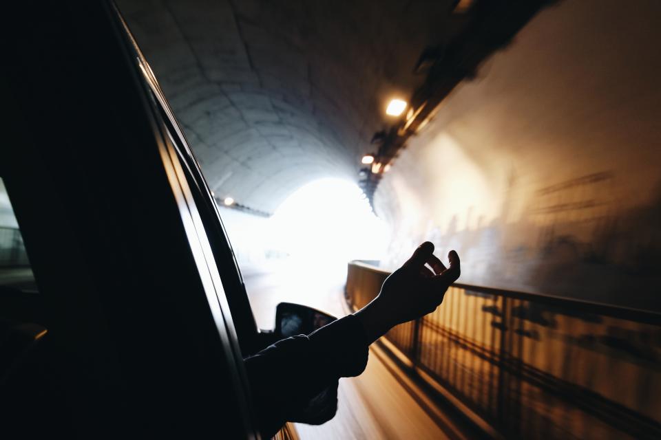 Hand in tunnel